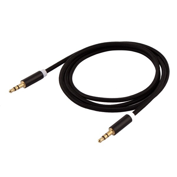 3.3ft Long Nylon 3.5mm Male to Male Home Braided Audio Cable Connector Black