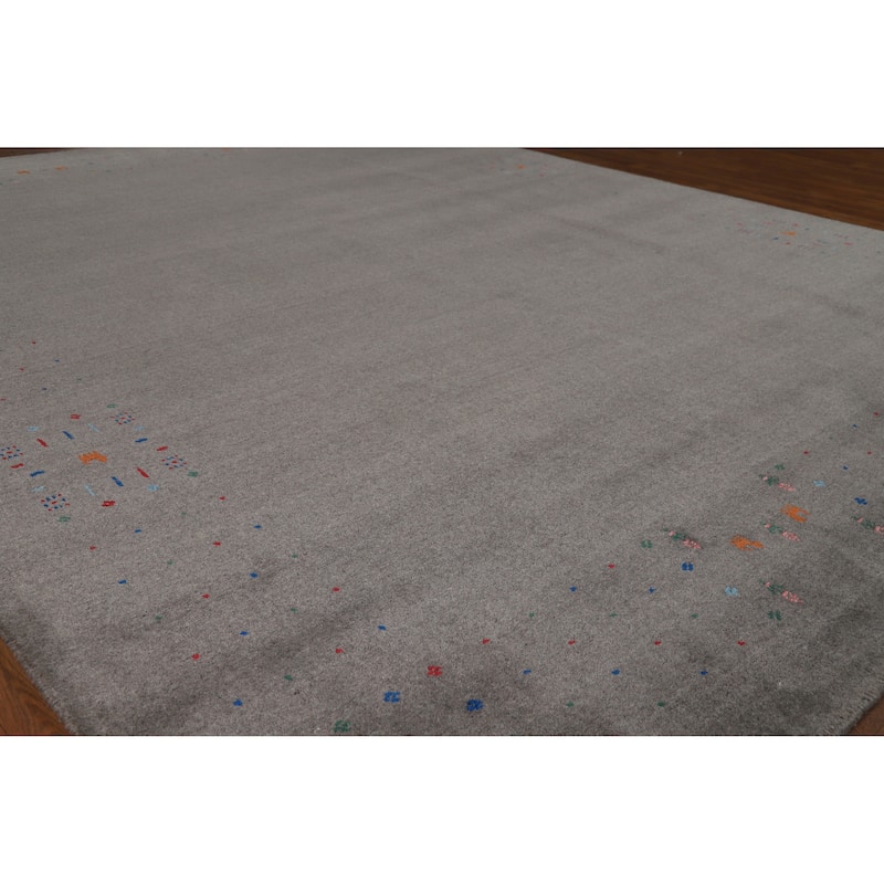Hand Knotted Oriental 100% Wool Carpet Tribal Tribal Greys & Charcoal Gabbeh Area Rug - 10' 1'' X 8' 1''
