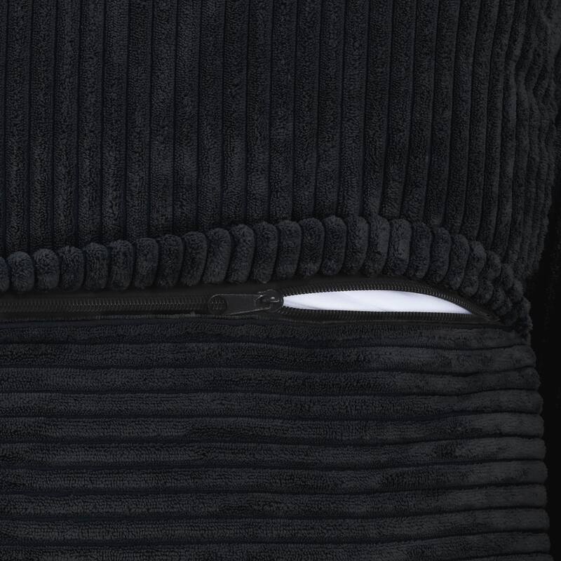 Black Corduroy Sectional Sofa Customized Sofa Couch with pillows.