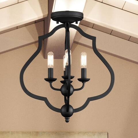 Luxury Art Deco Ceiling, 15.5"H x 15"W, with Moroccan Style, Matte Black, BWQ4130 by Urban Ambiance