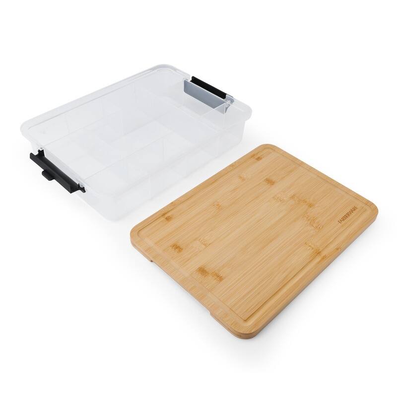 Farberware Snackle Box: 11-Compartment Organizer with Bamboo Lid, 11x16