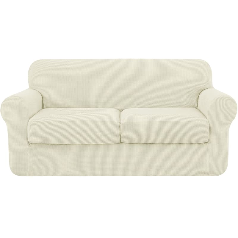 Subrtex Stretch Loveseat Slipcover Cover with 2 Separate Cushion Cover - Ivory