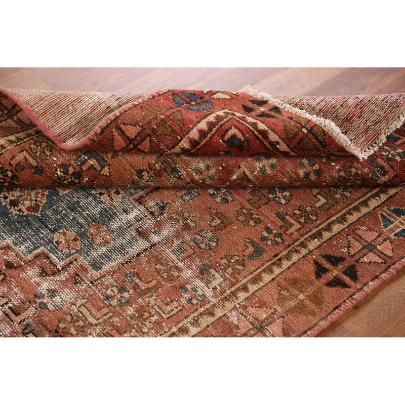 Hand Knotted Oriental 100% Wool Carpet Traditional Geometric Oranges & Rust Hamedan Area Rug - 6' 0'' X 3' 7''