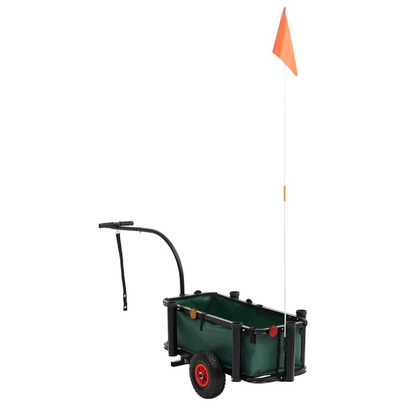 vidaXL Fishing Trolley Black Steel - 34.3" x 14.6" x 32.3"