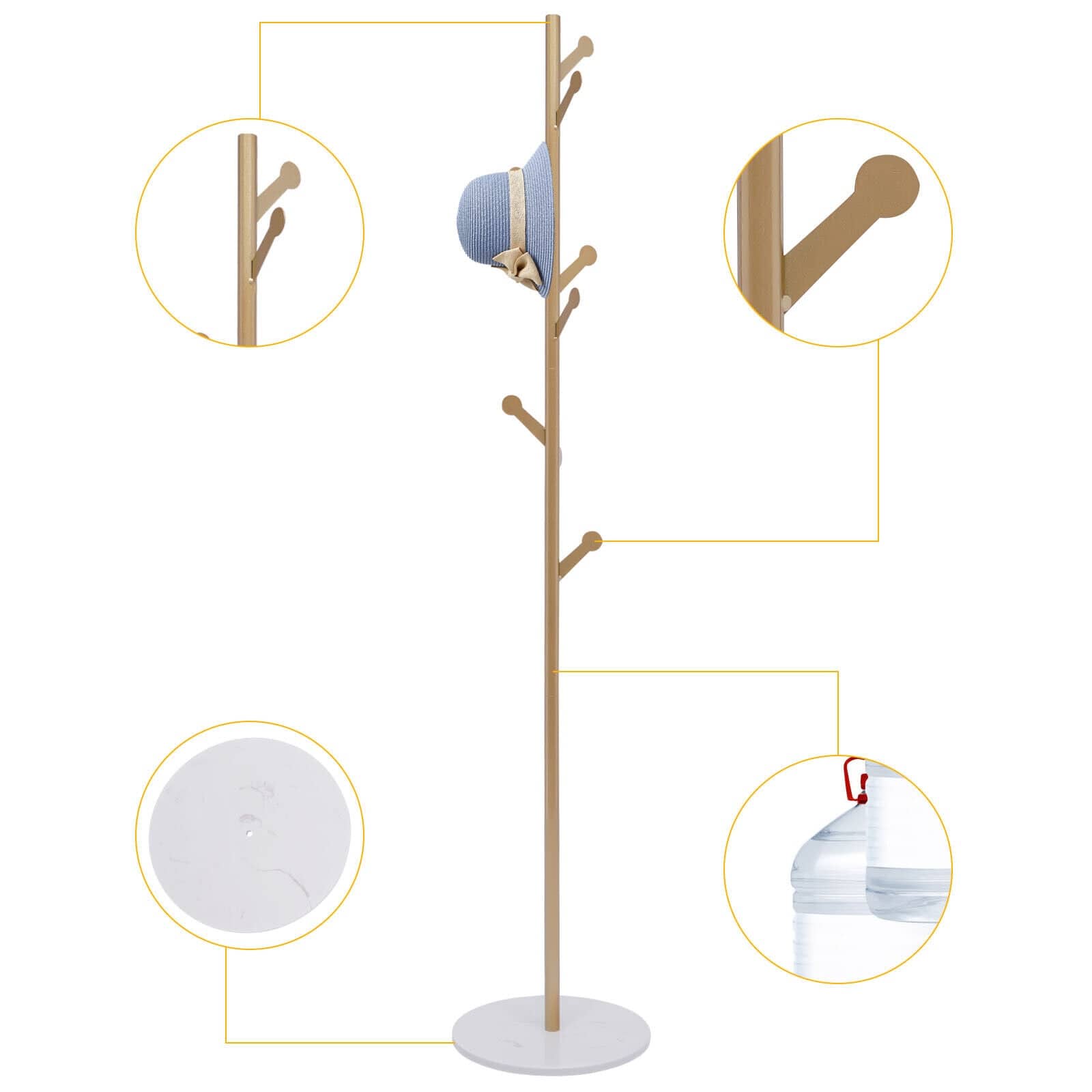 Freestanding TreeShaped Coat Rack Stand with 8 Hooks 13*67in Bed