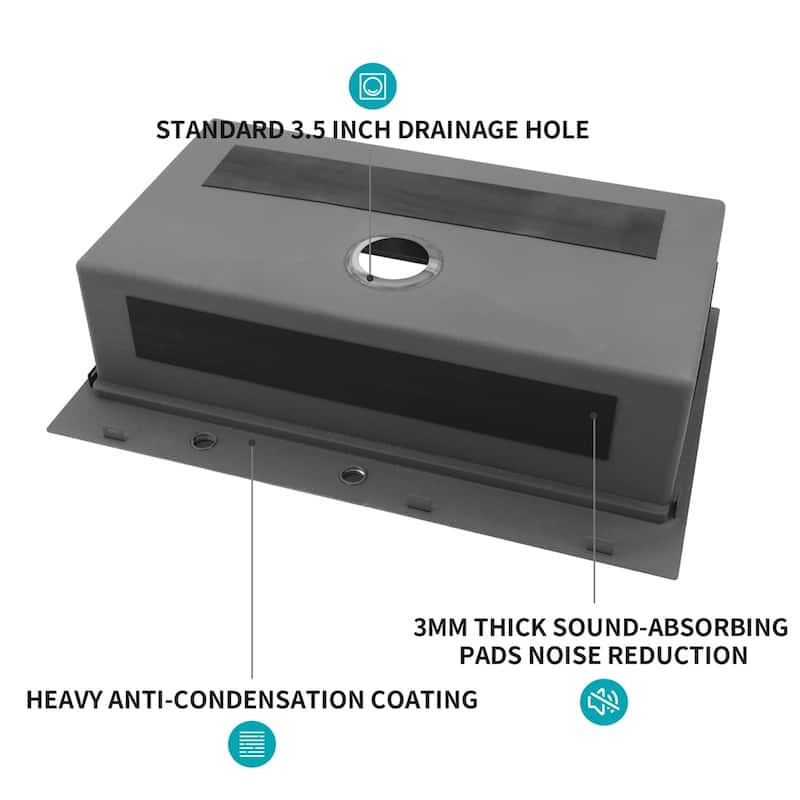 33" Drop in Kitchen Sink,Gunmetal Kitchen Sink Topmount Single Bowl