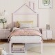 preview thumbnail 19 of 42, Twin Size House Shaped Metal Platform Bed with Drawers Pink