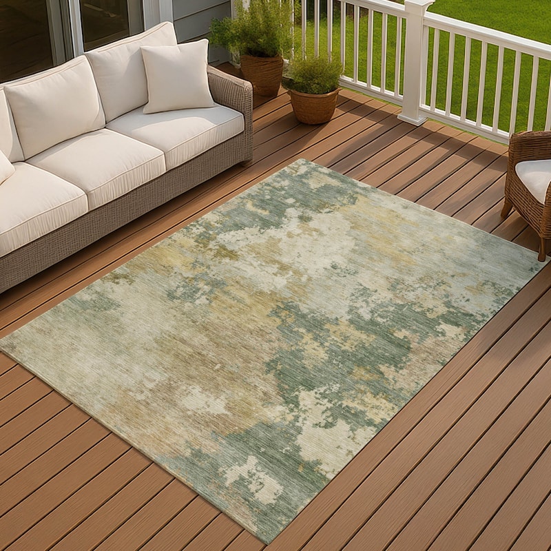Machine Washable Indoor/ Outdoor Modern Contemporary Chantille Rug - Aloe - 3' x 5'