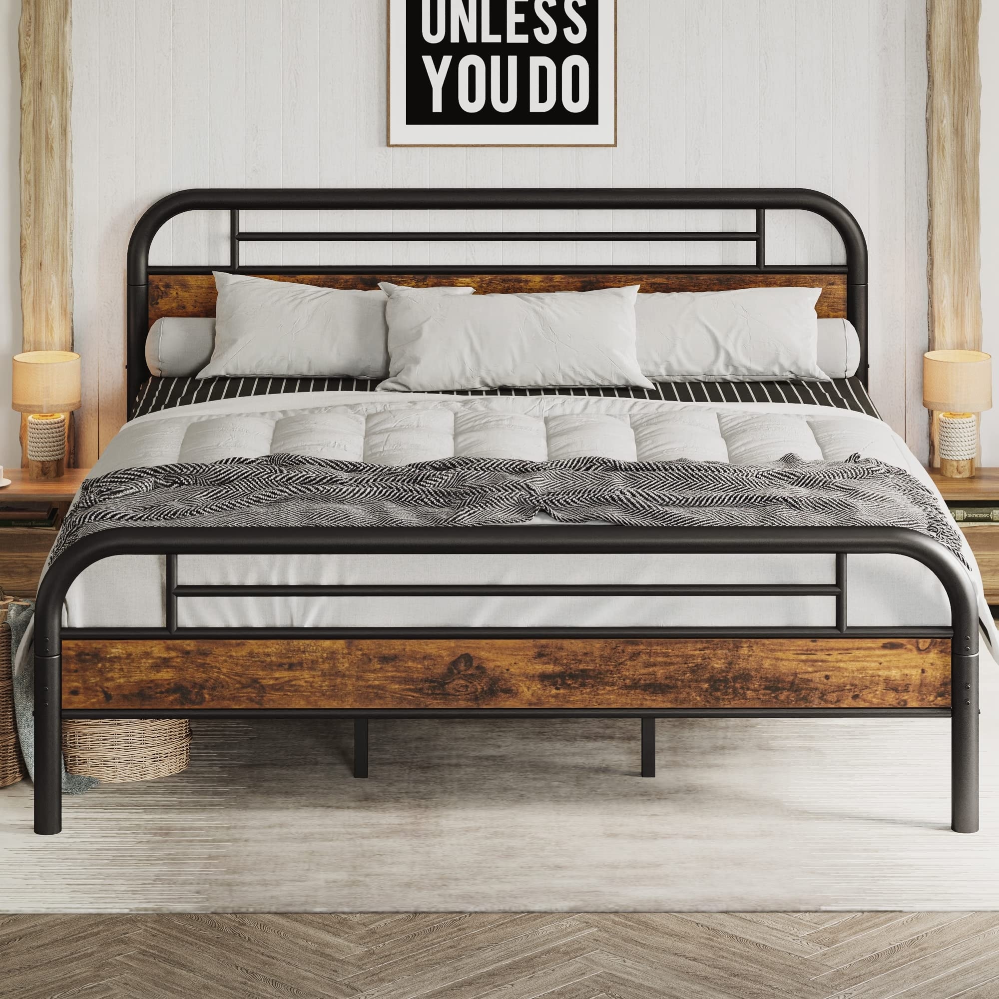 King Bed Frame, Platform Bed Frame King with Headboard and Strong Support, Easy  Assembly, Noise-Free, No Box Spring Needed - Bed Bath & Beyond - 40188318