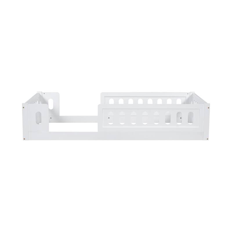 Modern Twin Size Bed with Guardrail