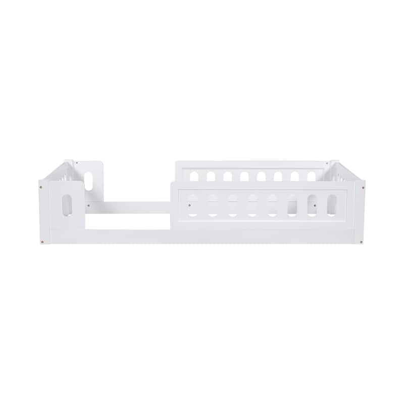 White Modern Twin Size Bed with Guardrail