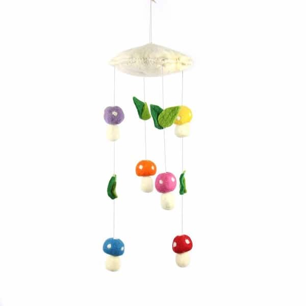 slide 2 of 6, Handmade Felt Mushroom Mobile - Global Groove (Nepal)
