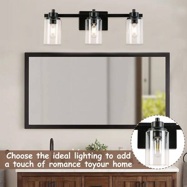 3 Lights Black Clear Glass Dressing Table Wall Lights, Bulb Not Included -  Bed Bath & Beyond - 42462449