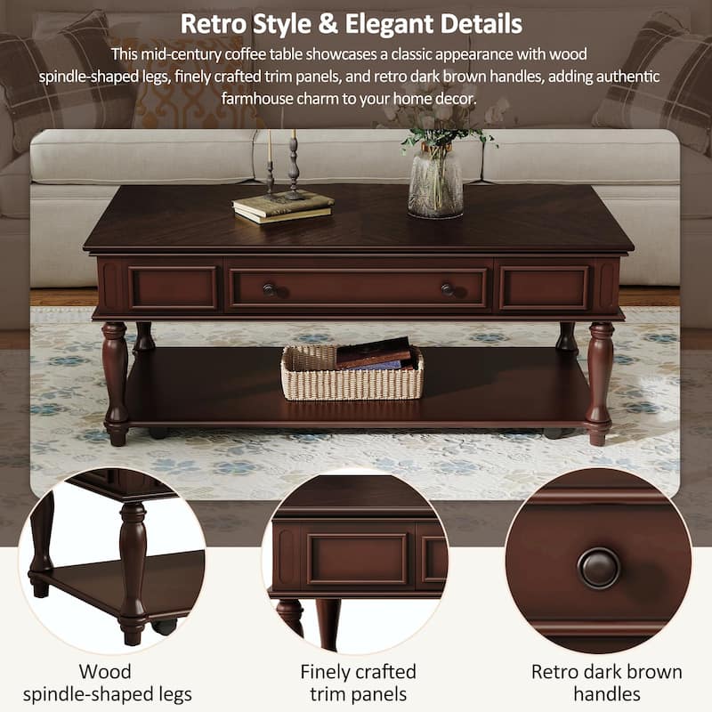 Farmhouse Coffee Table with One Drawer