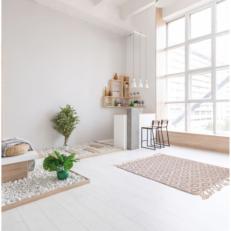 ECARPETGALLERY Braid weave Sienna Cream, Grey Wool Rug - 3'0 x 5'0