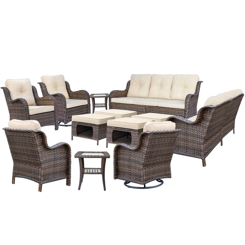 Outdoor Patio Furniture Set Brown Wicker Patio Conversation Seating Sets