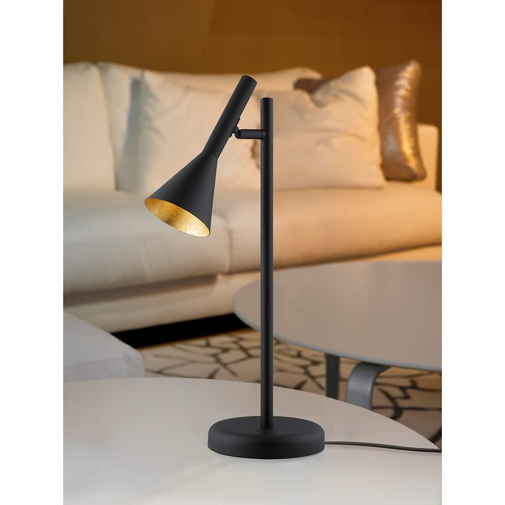Eglo Cortaderas 1-Light Black Table Lamp with Black Exterior Gold Interior