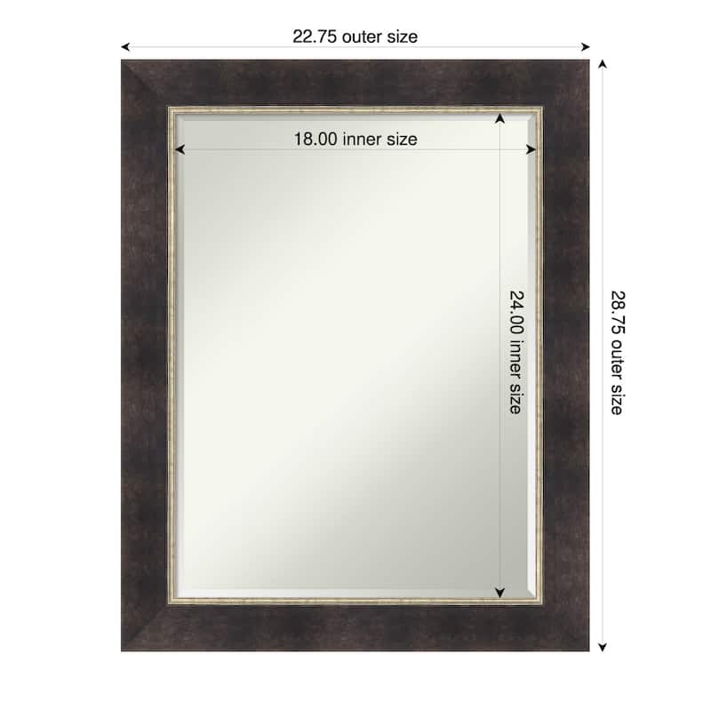 Odin Half-Inch-Bevel Framed Bathroom Vanity Wall Mirror - Odin Antique Bronze - 23 x 29 in