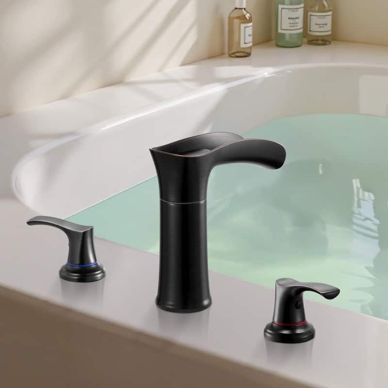 Oil-Rubbed Bronze Deck Mount Roman Tub Faucet with Dual-Handle and High-Flow 2.38 GPM - 6.30” x 2.24” x 8.86”
