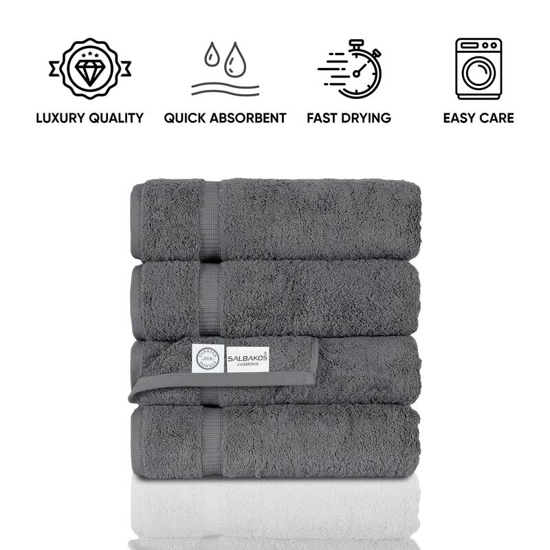 Salbakos Cotton Bath Towels Turkish Cotton Soft Absorbent Set of 4 - 27x54