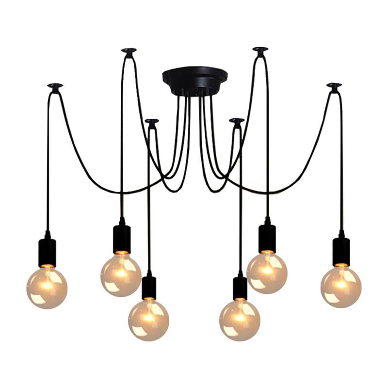 Oaks Aura Industrial String Light Adjustable Pendant Light, Spider Cluster Chandelier