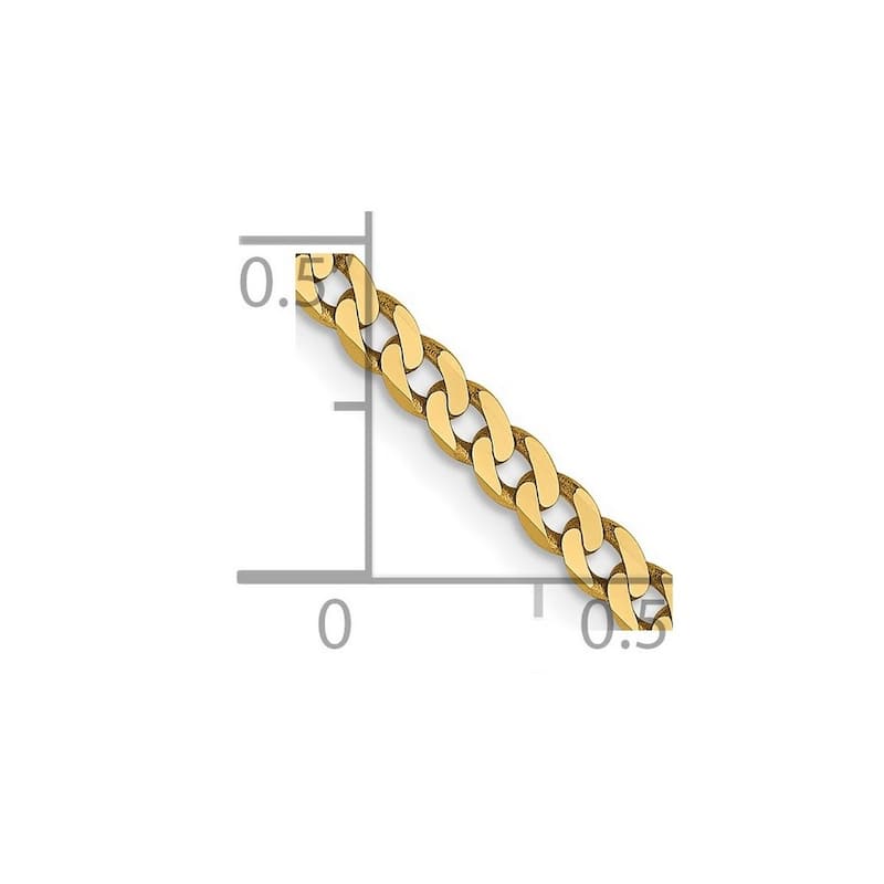 Curata 14k Yellow Gold 8" 2.3mm Beveled Curb Chain Bracelet