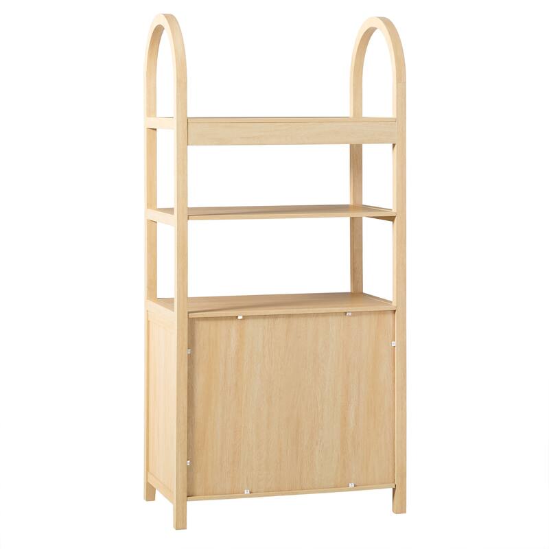 Walker Edison Modern Arched Bookshelf Cabinet with Reeded Doors