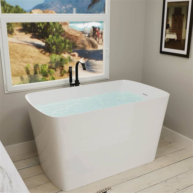 47" L x 27" W Freestanding Acrylic Small Japanese Soaking Bathtub without Seat