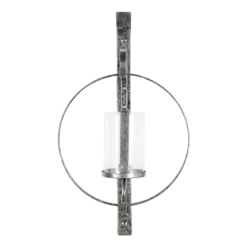 Kate and Laurel Doria Round Glass and Metal Wall Sconce - 12x22