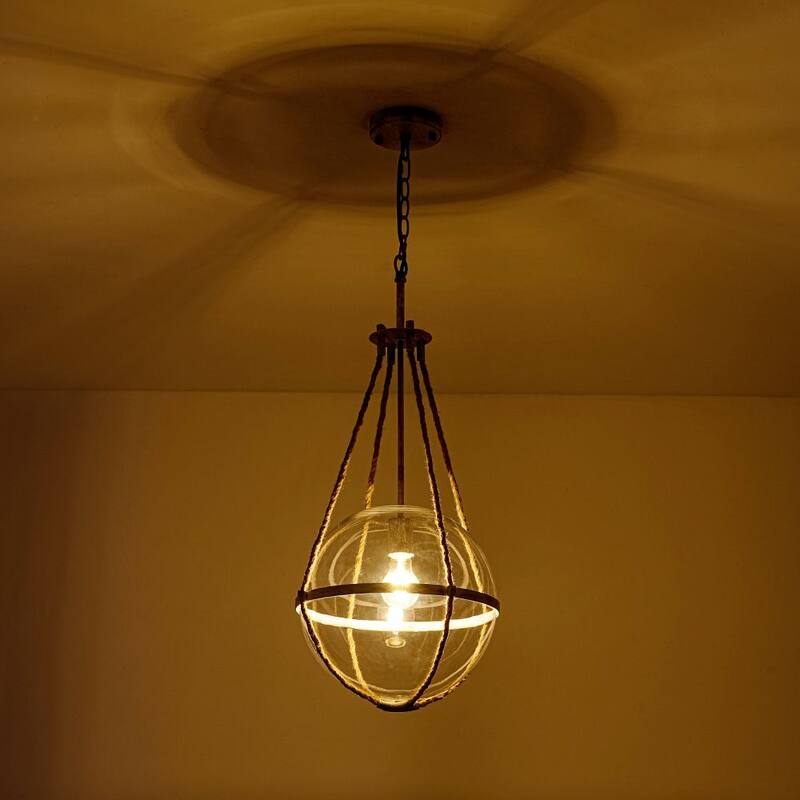 Shabby Chic Hemp Rope Single Glass Globe pendant Light