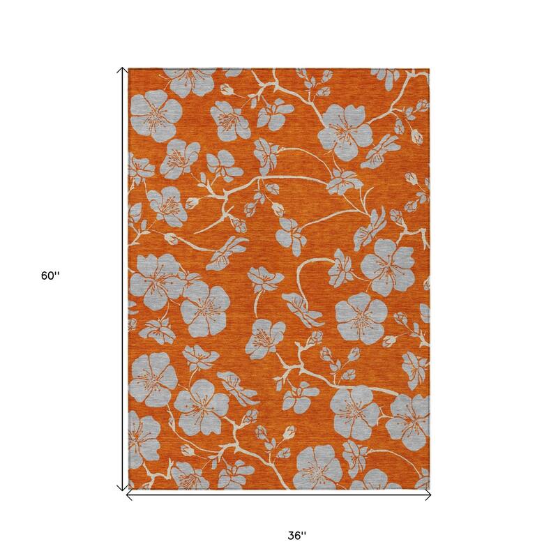 HomeRoots Floral Transitional Rectangle Outdoor Rug