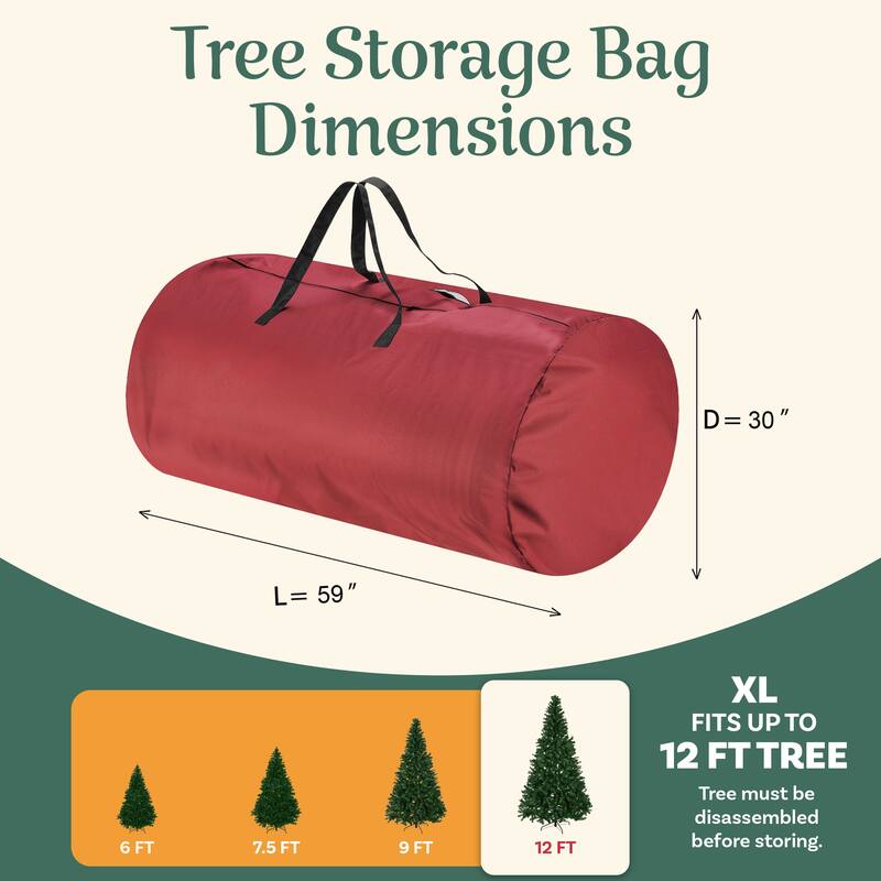 Christmas Tree Storage Bag - Zippered Canvas Sack Fits 12-Foot Artificial Trees by Tiny Tim Totes