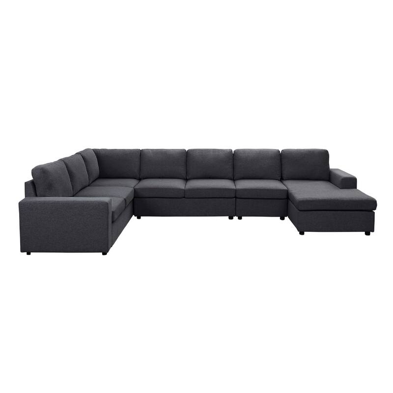 Fenie Modular Sectional Sofa, Reversible Chaise, Dark Gray, 147 Inch