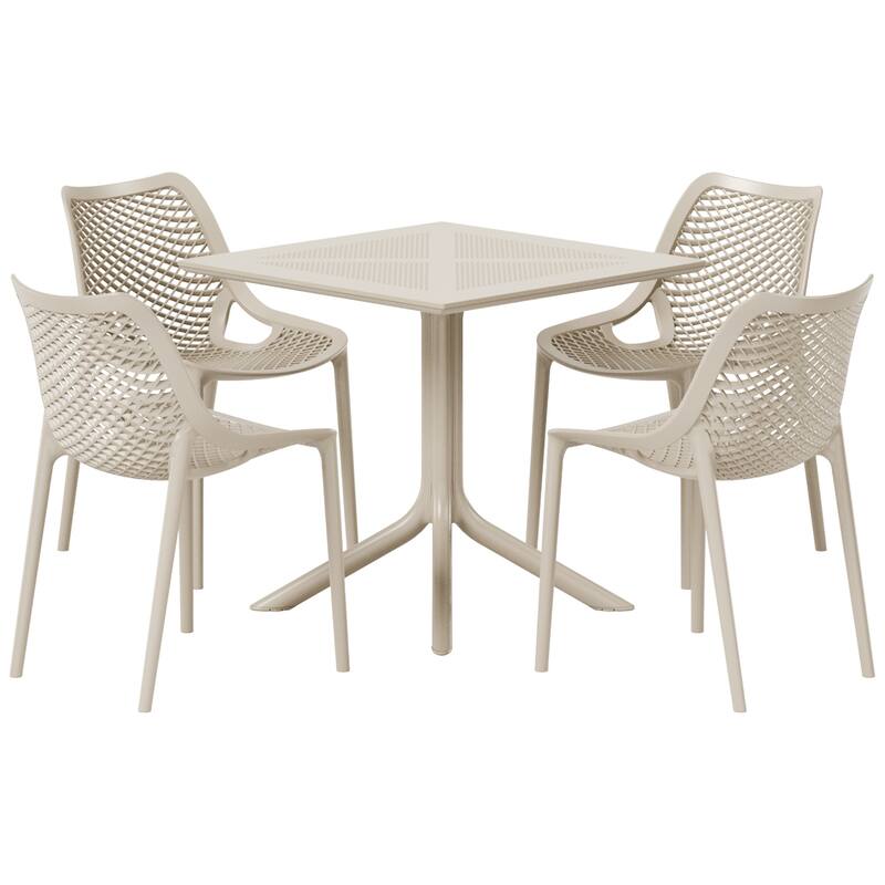 Frond and Form 4-Person Outdoor Square Dining Set - Sand