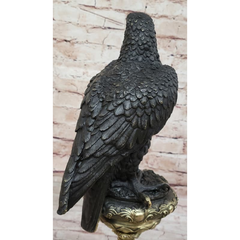 Hot Cast Bronze Eagle On Golden Pedestal Signed Original Wildlife Birds Art By Milo