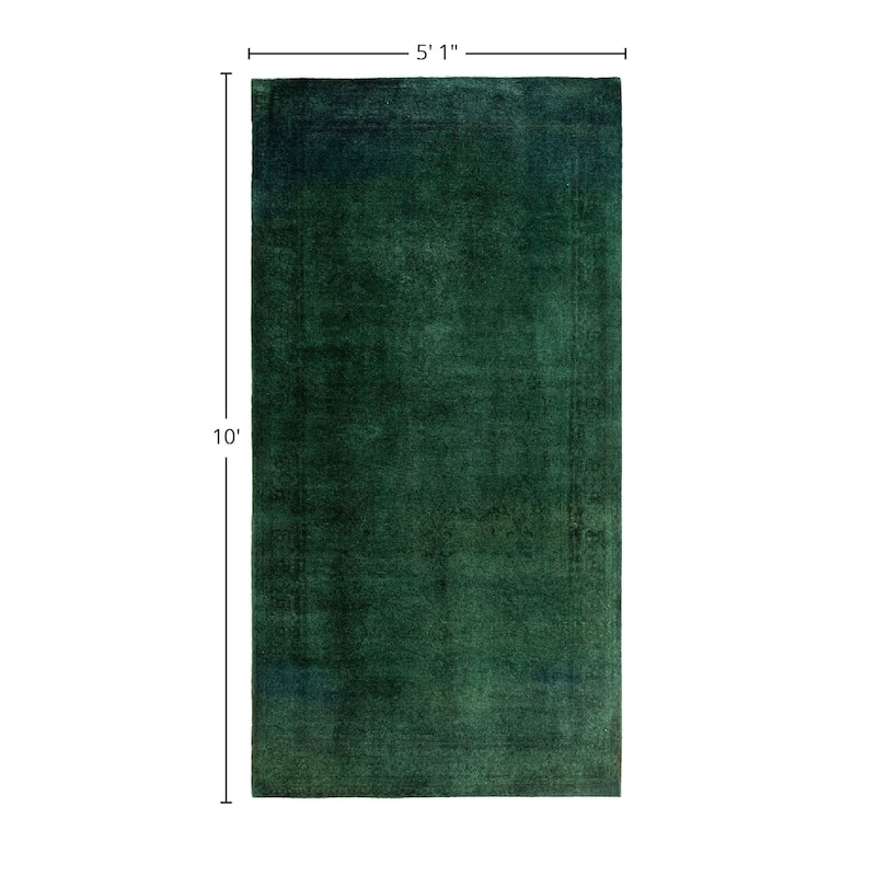 Fine Vibrance One-of-a-Kind Hand-Knotted Runner Rug - Green, 5' 1" x 10' 0" - 5' 1" x 10' 0"