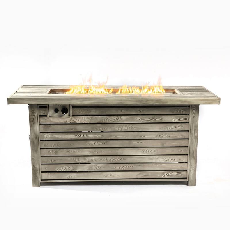 53.5 in. W x 22 in. D x 24 in. H Rectangle Steel Propane Gas Patio Fire Pits in Light Beige