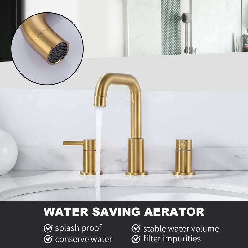 WOWOW 8 in. Widespread Double Handle Bathroom Faucet with Pop-Up Drain