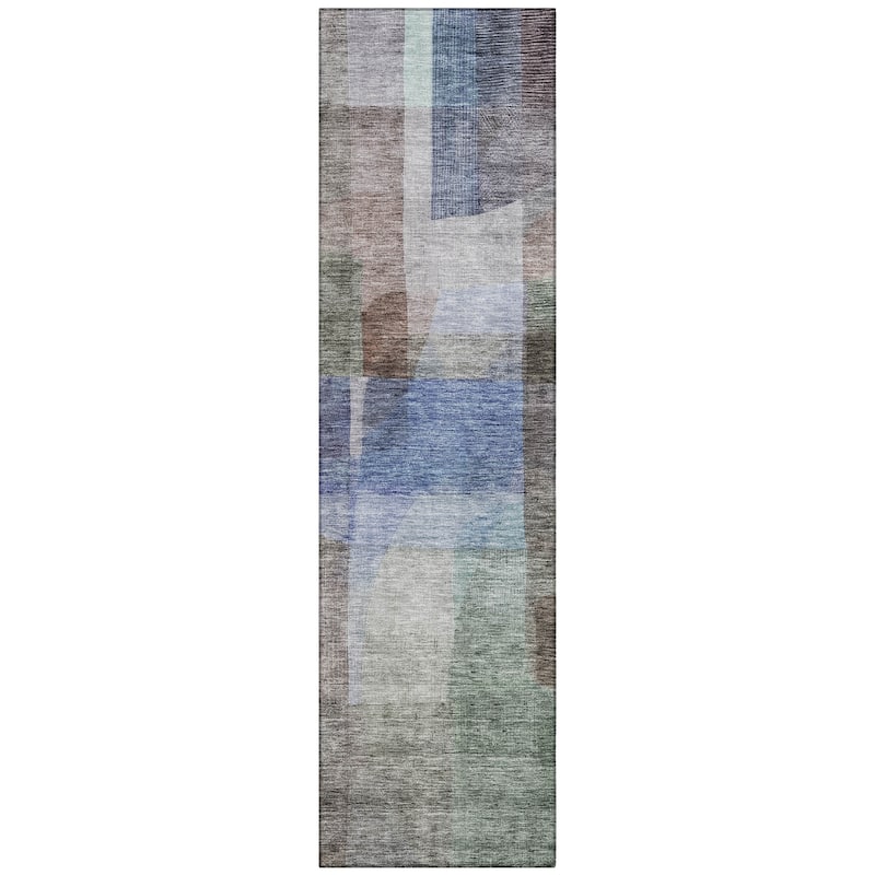 Machine Washable Indoor/ Outdoor Contemporary Abstract Chantille Rug