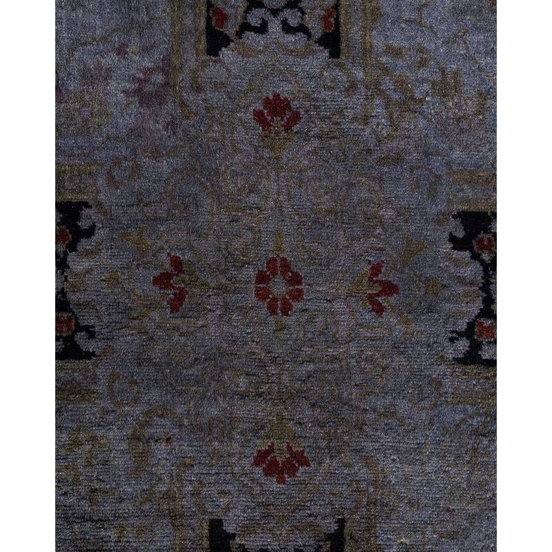 Overton Hand Knotted Wool Vintage Inspired Modern Contemporary Overdyed Gray Square Area Rug - 7' 10" x 8' 5"