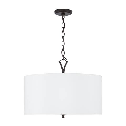 Jaymes 4-light Old Bronze Drum Pendant w/ White Fabric Shade