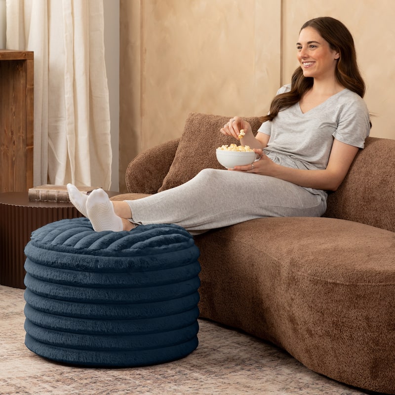 Jaxx Paran Pouf - Fluffy Faux Fur Ottoman for Modern Interior Design