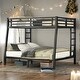 preview thumbnail 1 of 11, Twin XL over Queen Metal Bunk Bed,Industrial Minimalist Metal Bunk Bed Black