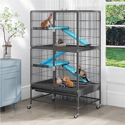 Metal 4-Tiers Small Animal Cages Indoor Critter Nation Cage Double-Story