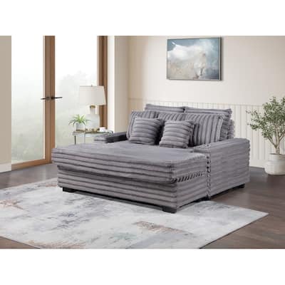 Symphony 67"W Corduroy Oversized Sofa Chaise Lounge Chair with Cupholders and USB Charging Port