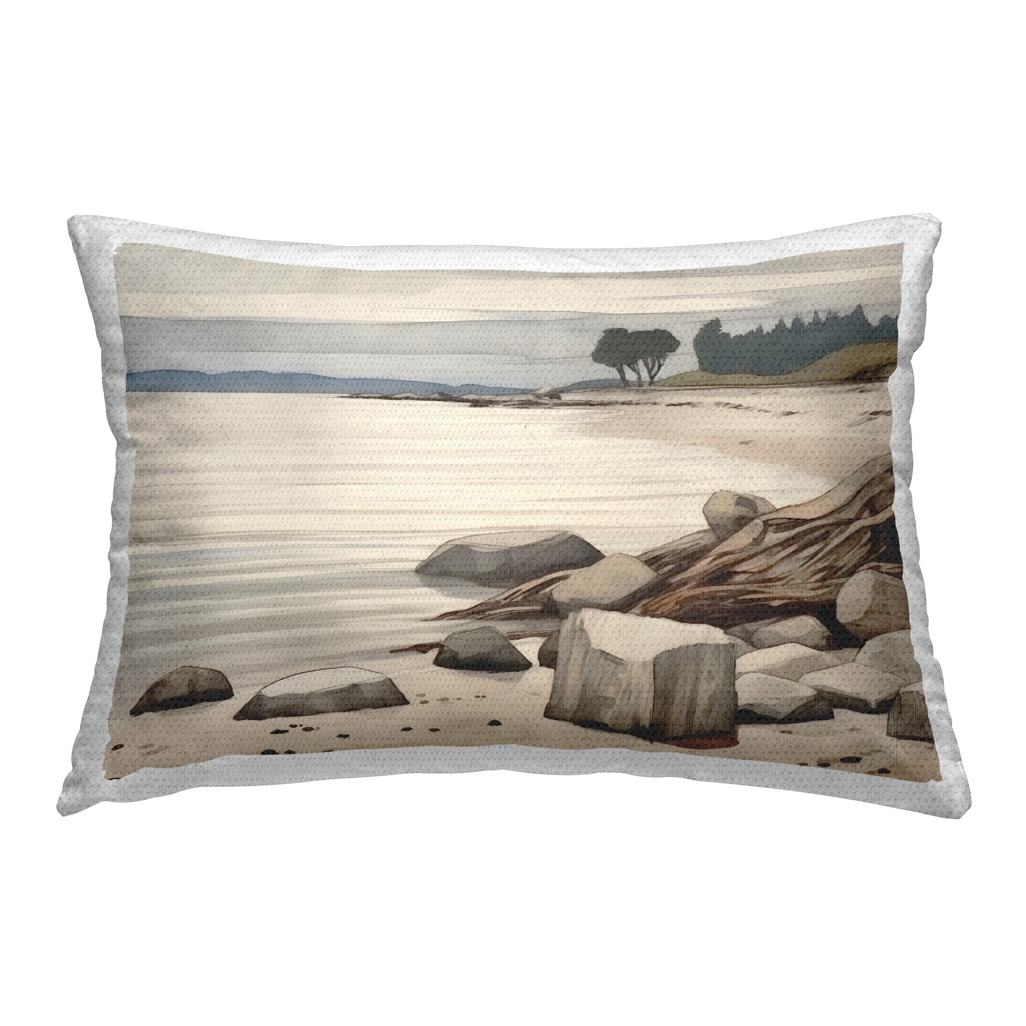 Stupell Beach Rock View Printed Outdoor Throw Pillow Design by Petal Prints Design