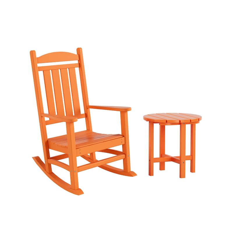 Laguna Hdpe All Weather Outdoor Patio Rocking Chair With Side Table (2-Piece Set)