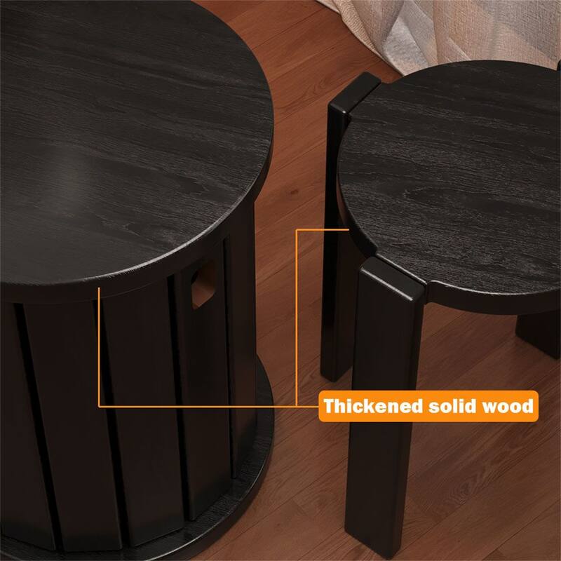 4 Packs Walnut Stools Spac-saving Design, 4-in-1 Solid Wood Stool Side Table