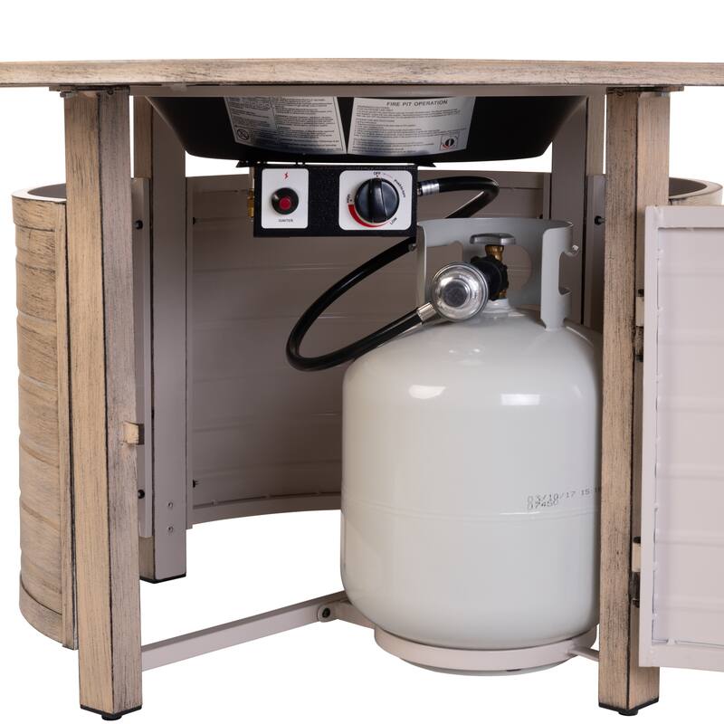 Thatcher Driftwood Round Aluminum LPG Fire Pit - N/A