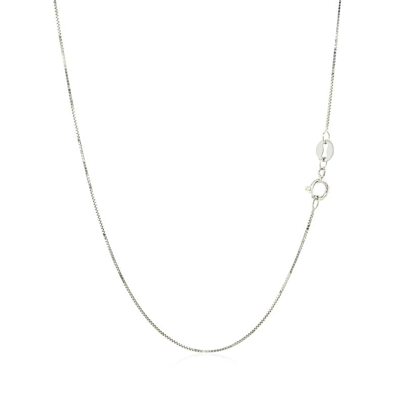 MayaMila 10k Solid White Gold Classic Box Chain Necklace 0.6mm